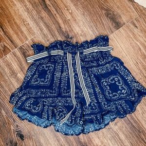 BLUE/WHITE TIE SHORTS